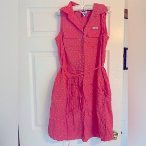 Columbia pink polka dot dress size large GUC